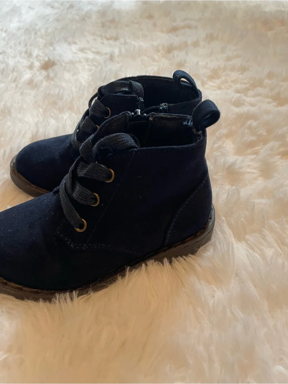 Gymboree Navy Lace-Up Toddler Boots with Side Zip